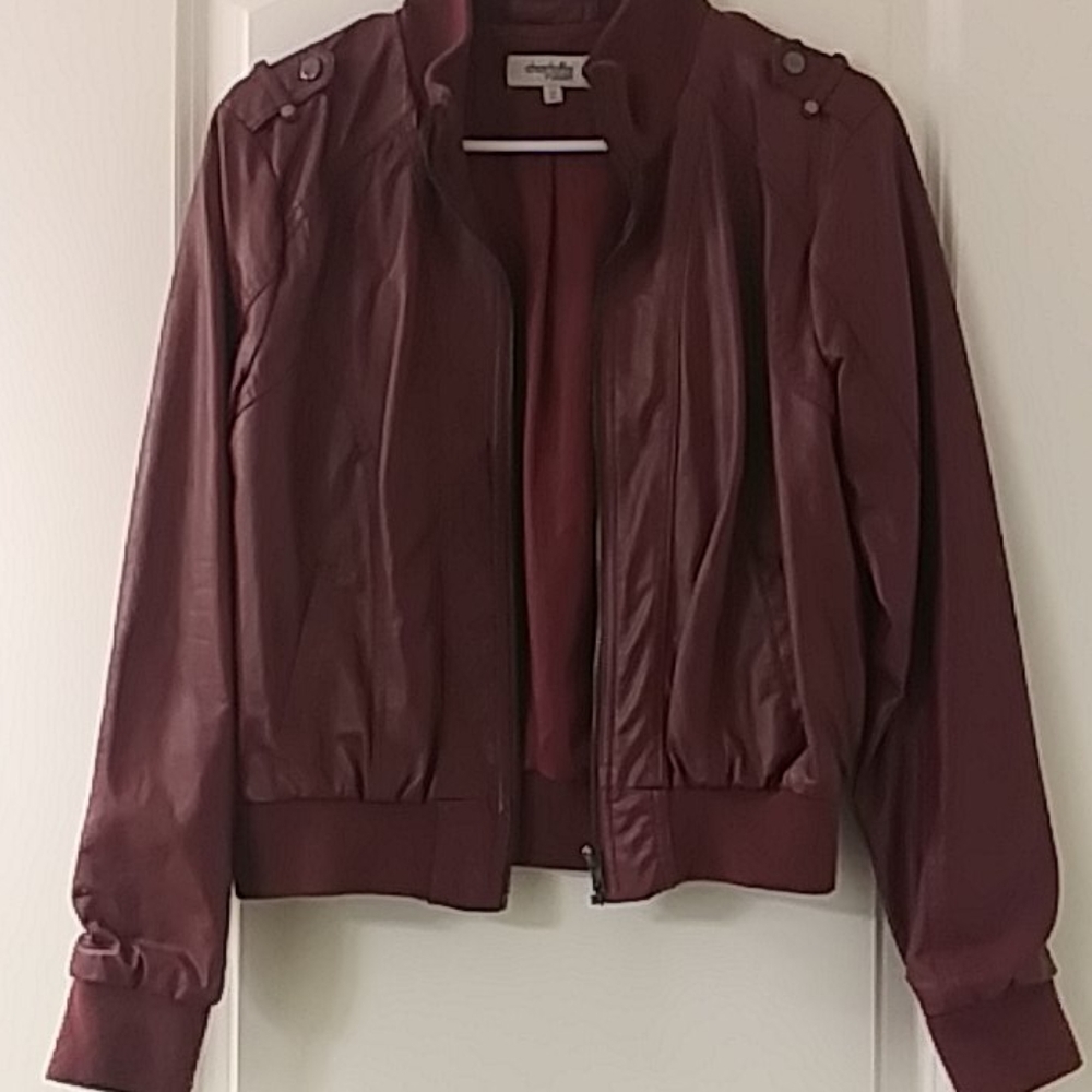 Burgundy Faux Leather Jacket